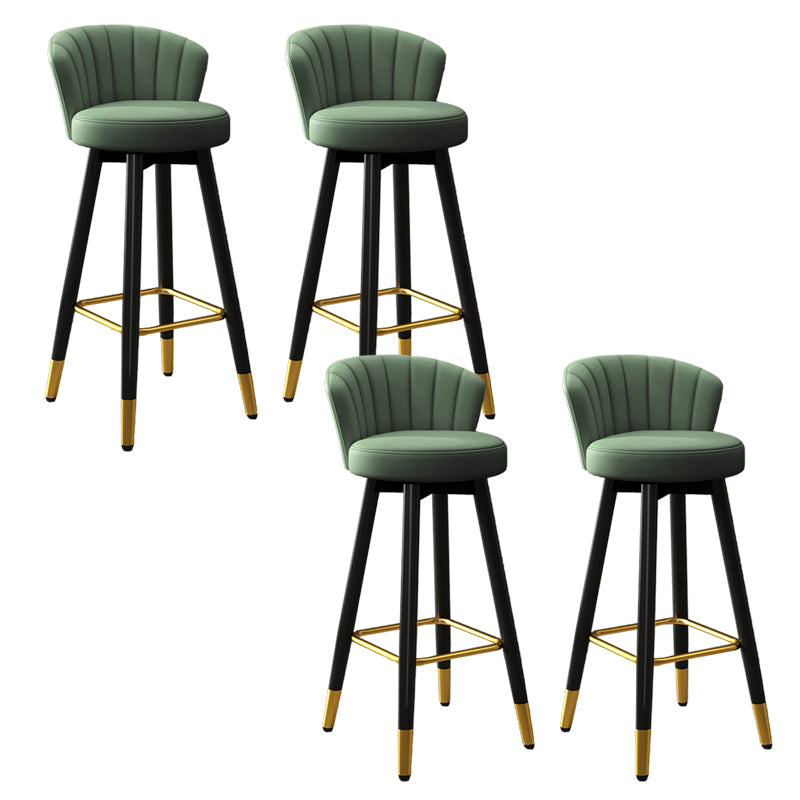 Contemporary Metal Legs Bar Stools Faux Leather Living Room Counter Chair