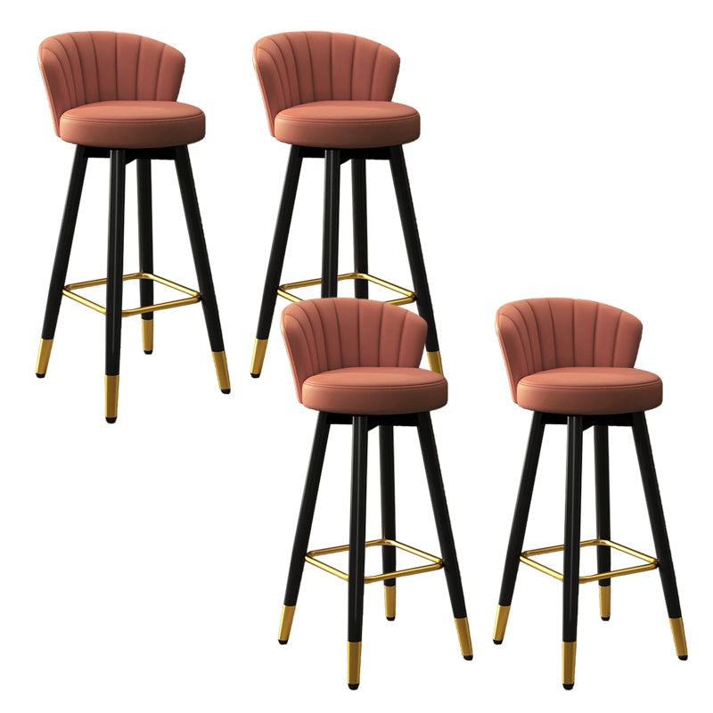 Contemporary Metal Legs Bar Stools Faux Leather Living Room Counter Chair