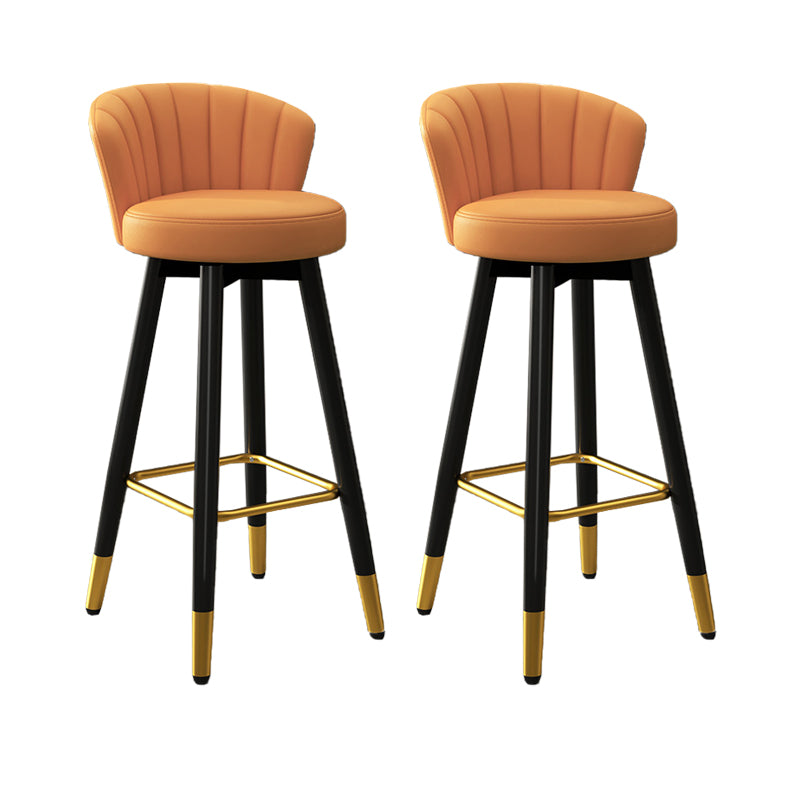 Contemporary Metal Legs Bar Stools Faux Leather Living Room Counter Chair