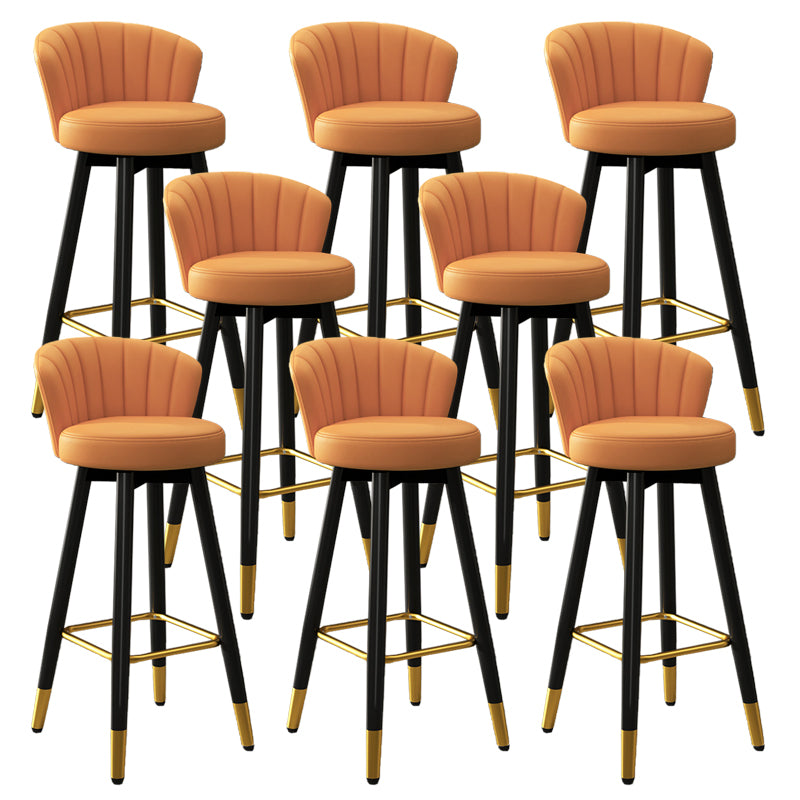 Contemporary Metal Legs Bar Stools Faux Leather Living Room Counter Chair