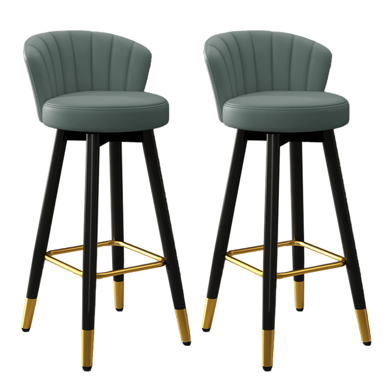 Contemporary Metal Legs Bar Stools Faux Leather Living Room Counter Chair