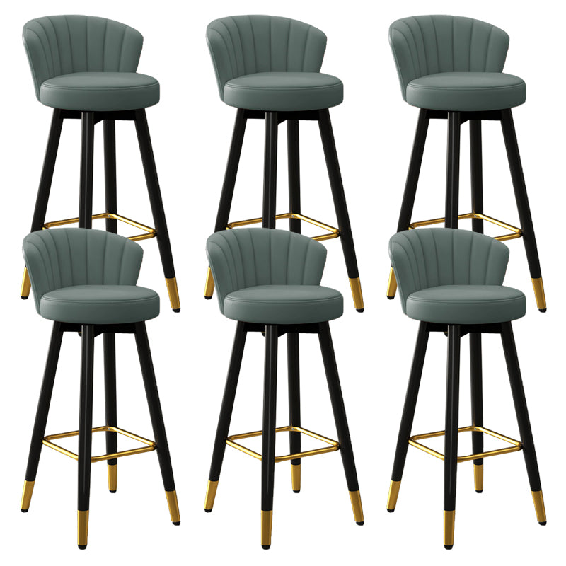 Contemporary Metal Legs Bar Stools Faux Leather Living Room Counter Chair