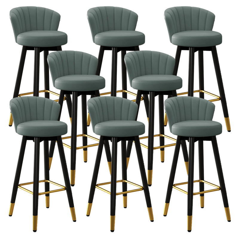 Contemporary Metal Legs Bar Stools Faux Leather Living Room Counter Chair