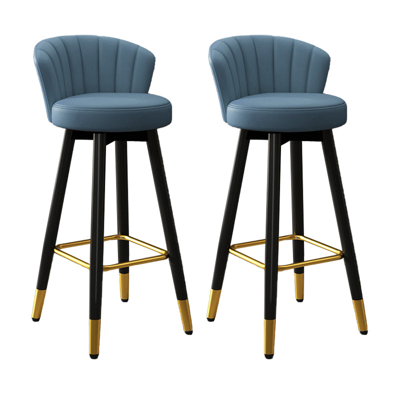 Contemporary Metal Legs Bar Stools Faux Leather Living Room Counter Chair
