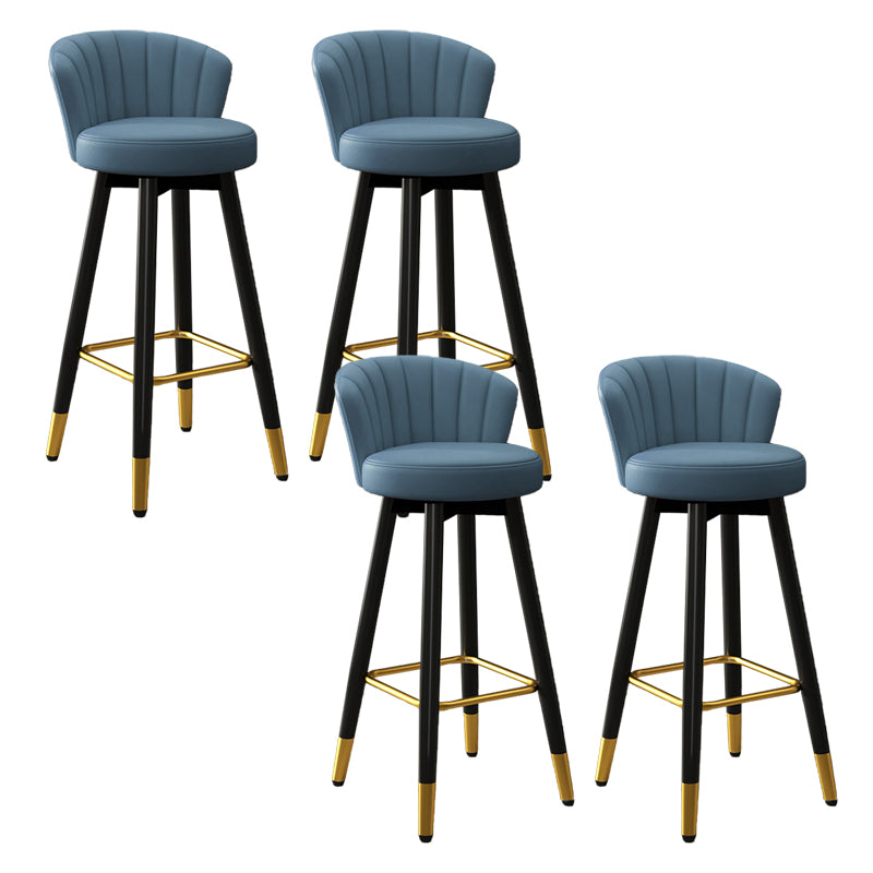 Contemporary Metal Legs Bar Stools Faux Leather Living Room Counter Chair