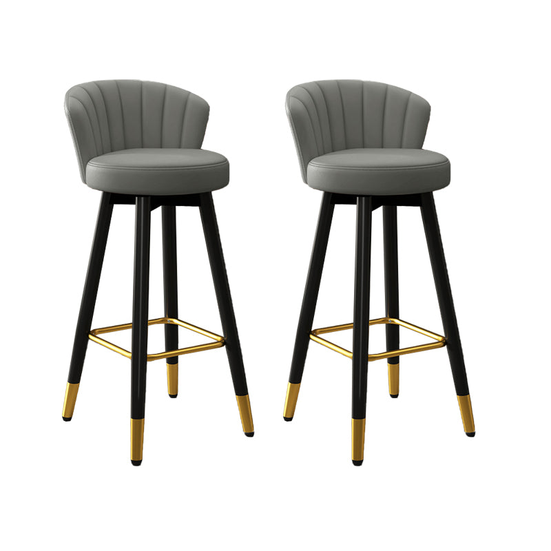 Contemporary Metal Legs Bar Stools Faux Leather Living Room Counter Chair
