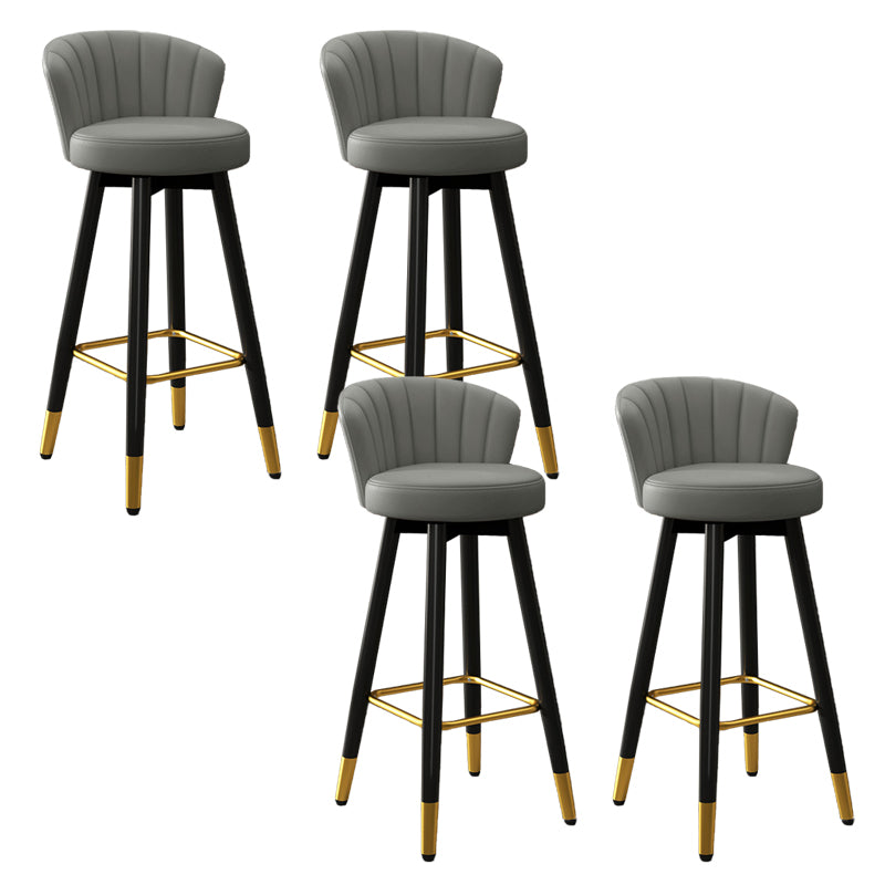 Contemporary Metal Legs Bar Stools Faux Leather Living Room Counter Chair