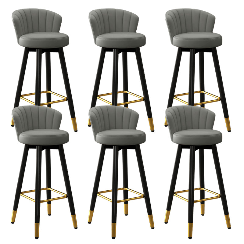 Contemporary Metal Legs Bar Stools Faux Leather Living Room Counter Chair