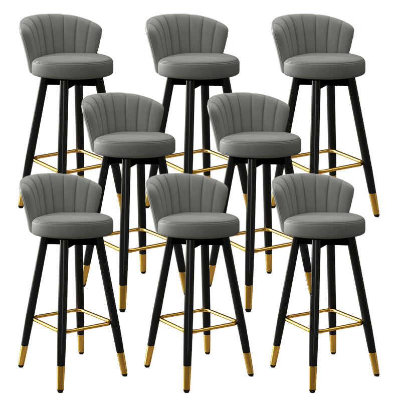 Contemporary Metal Legs Bar Stools Faux Leather Living Room Counter Chair