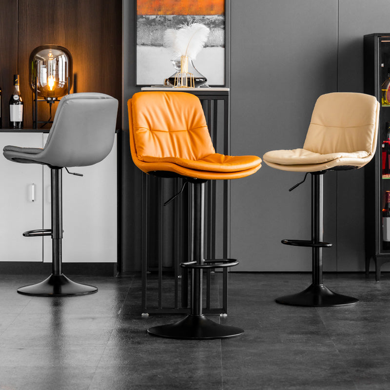 Contemporary Metal Legs Bar Stools Indoor Faux Leather Counter Chair
