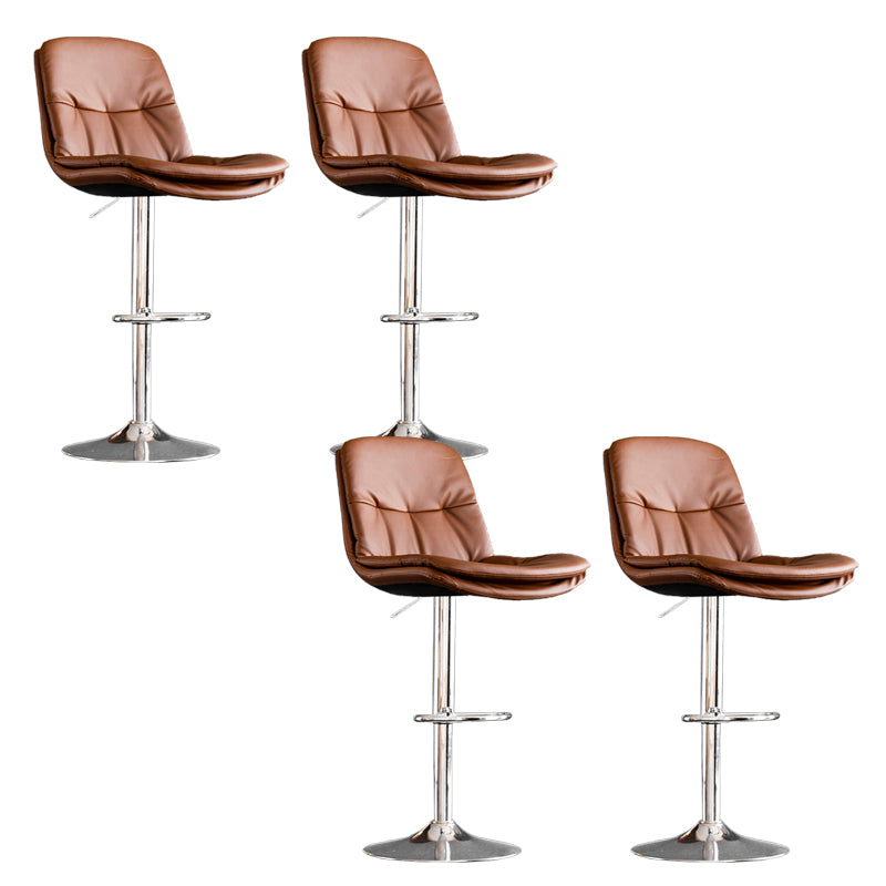 Contemporary Metal Legs Bar Stools Indoor Faux Leather Counter Chair