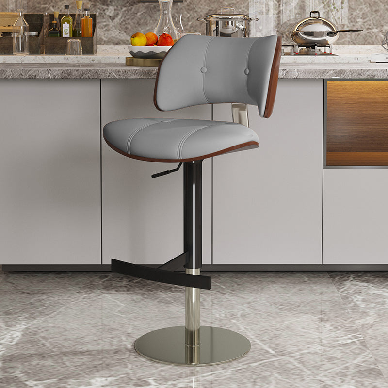 Glam Style Metal Bar Stool Footrest Counter Stool for Living Room