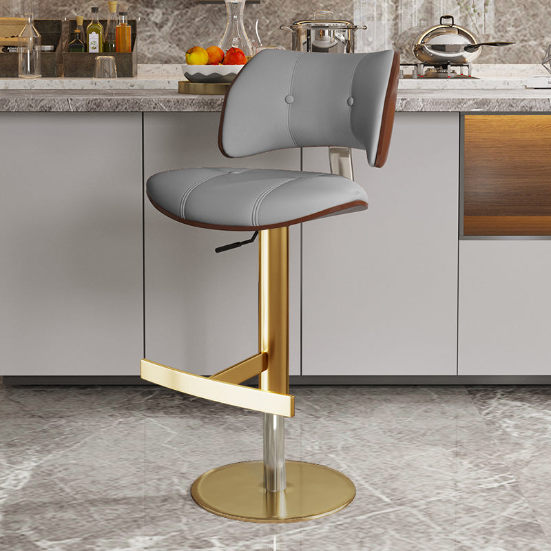 Glam Style Metal Bar Stool Footrest Counter Stool for Living Room