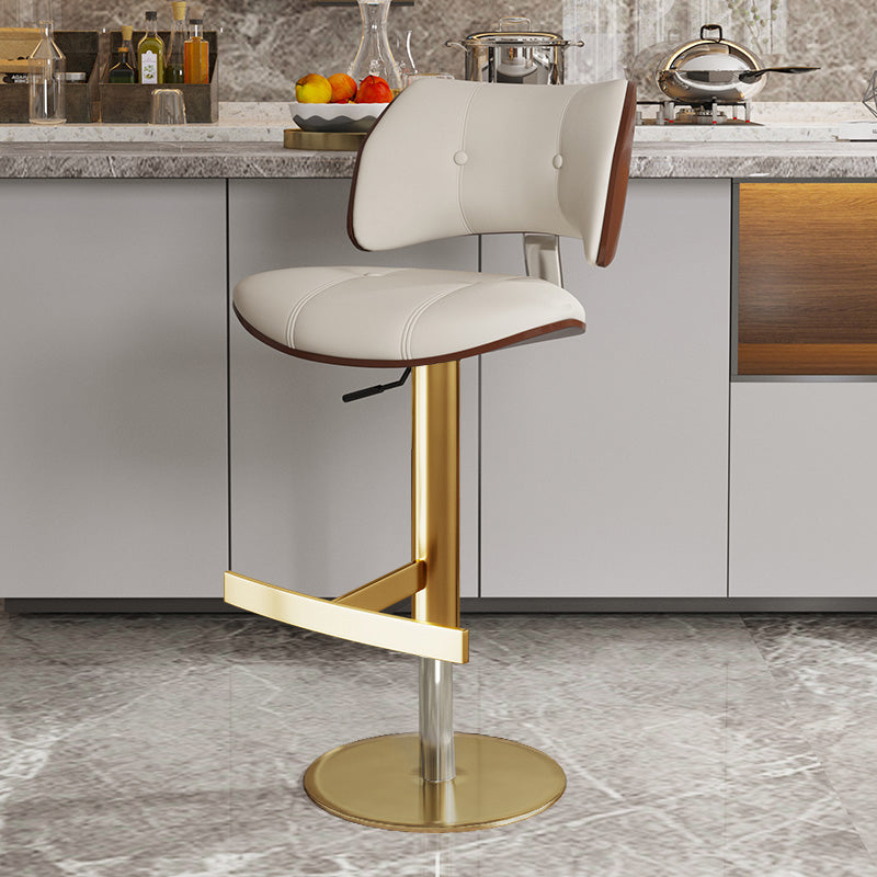 Glam Style Metal Bar Stool Footrest Counter Stool for Living Room
