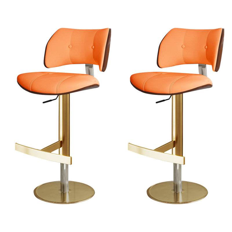 Glam Style Metal Bar Stool Footrest Counter Stool for Living Room