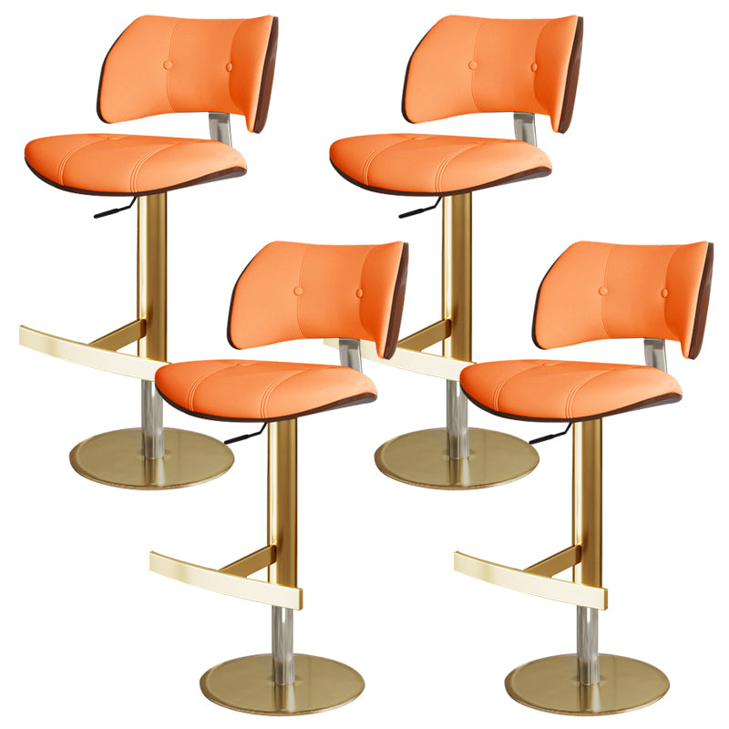 Glam Style Metal Bar Stool Footrest Counter Stool for Living Room