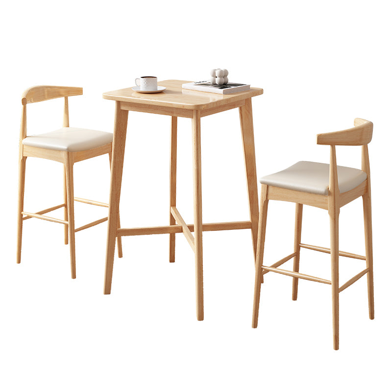 1/2/3 Pieces Bar Stool and Table Set Solid Wood Round for Dining Room