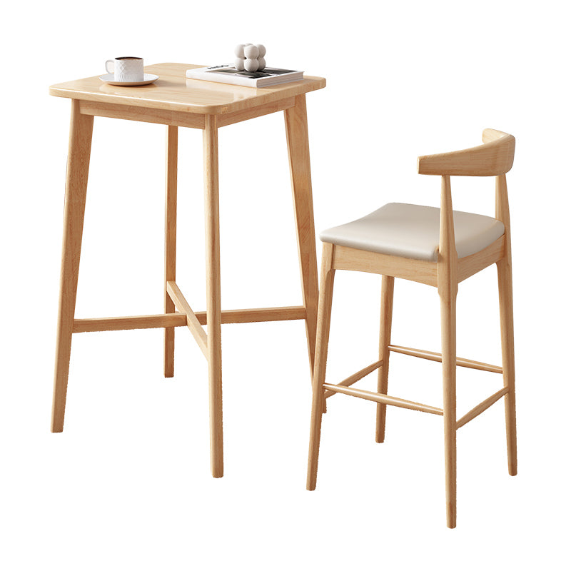 1/2/3 Pieces Bar Stool and Table Set Solid Wood Round for Dining Room