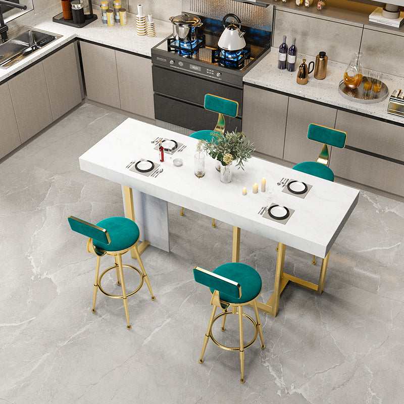 1/2/5 Pieces Bar Stool and Table Set Faux Marble Rectangular