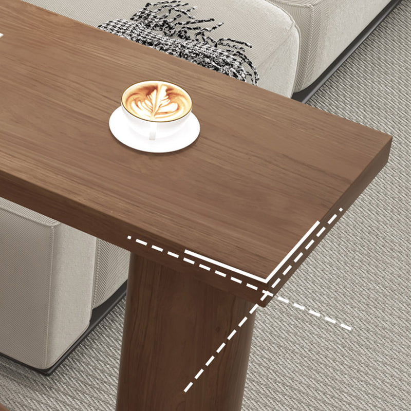 Brown Pine Wood Rectangle Bar Table with Storage for Living Room