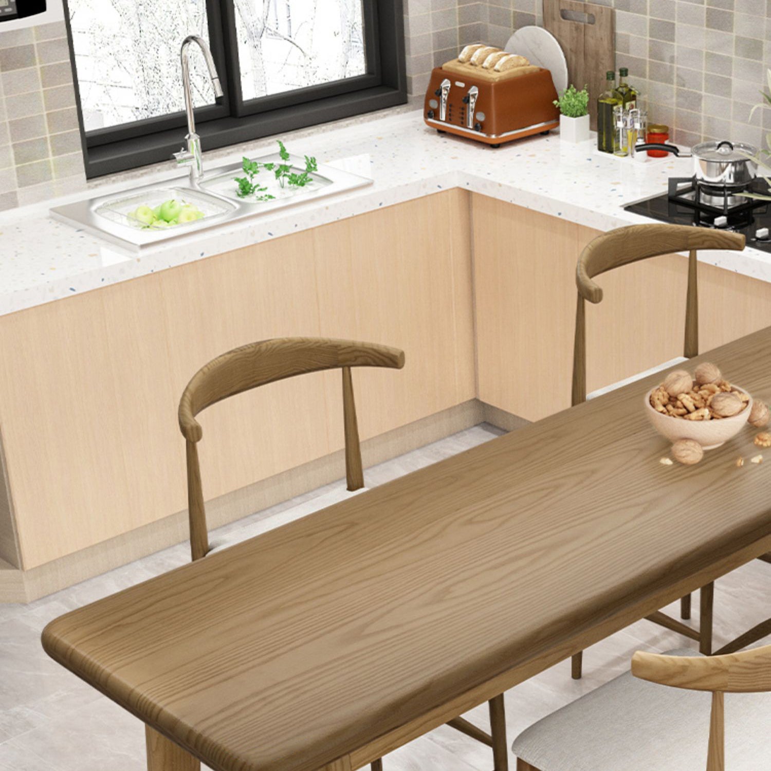 Brown Ash Wood Rectangle Bar Table with Trestle for Living Room