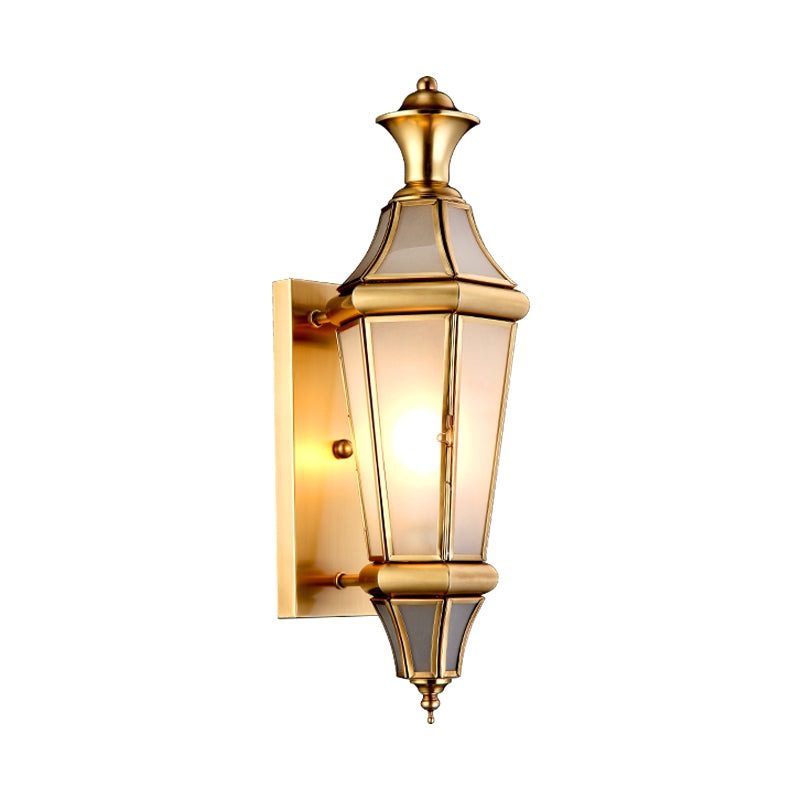 Brass Urn Shaped Wall Mounted Light Vintage Translucent Glass 1 Light Bedside Sconce Lamp
