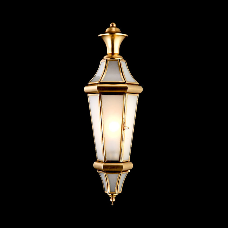 Brass Urn Shaped Wall Mounted Light Vintage Translucent Glass 1 Light Bedside Sconce Lamp