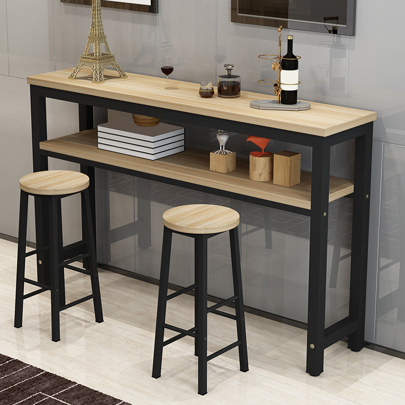 Contemporary Style Wood Rectangle Pub Bar Table for Living Room