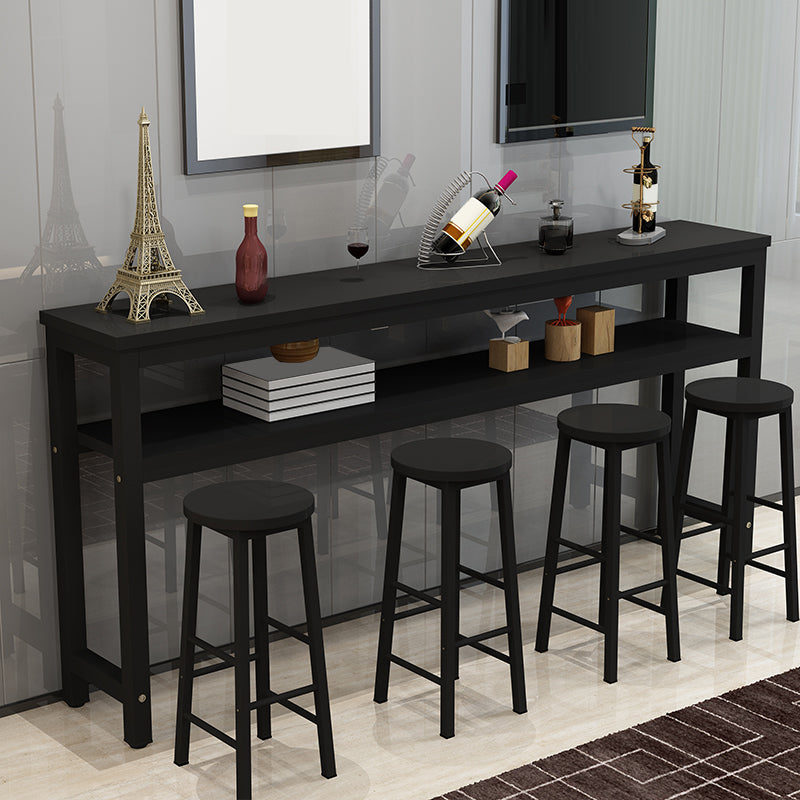 Contemporary Style Wood Rectangle Pub Bar Table for Living Room