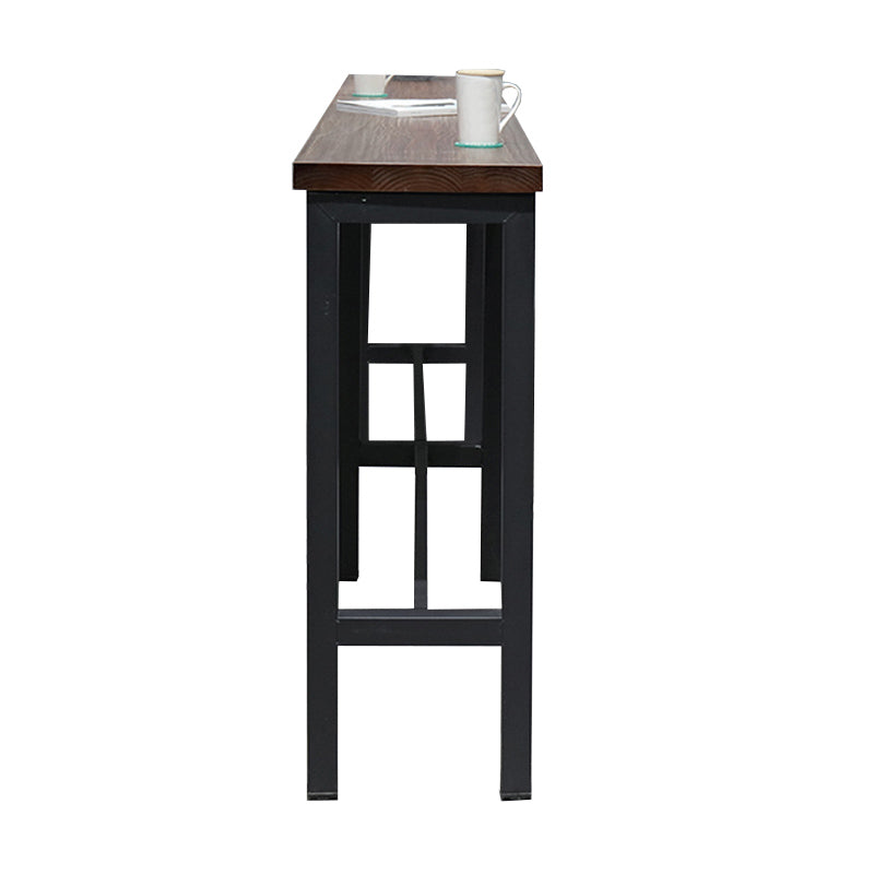 Modern Bar Dining Table Rectangle Bar Solid Wood Table in Brown
