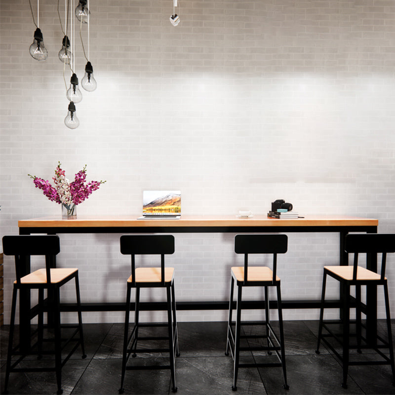 Modern Bar Dining Table Rectangle Bar Solid Wood Table in Brown