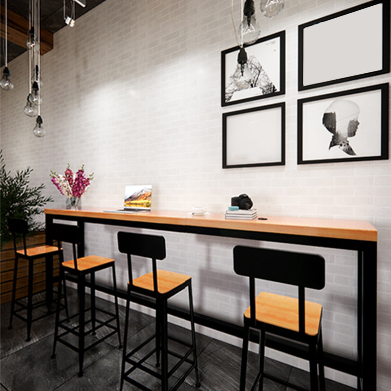 Modern Bar Dining Table Rectangle Bar Solid Wood Table in Brown