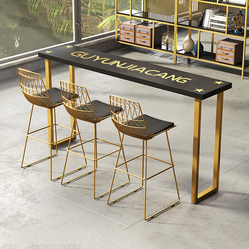 Glam Indoor Bar Dining Table Black Rectangle Counter Wine Table