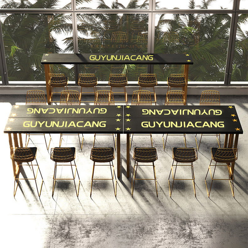 Glam Indoor Bar Dining Table Black Rectangle Counter Wine Table