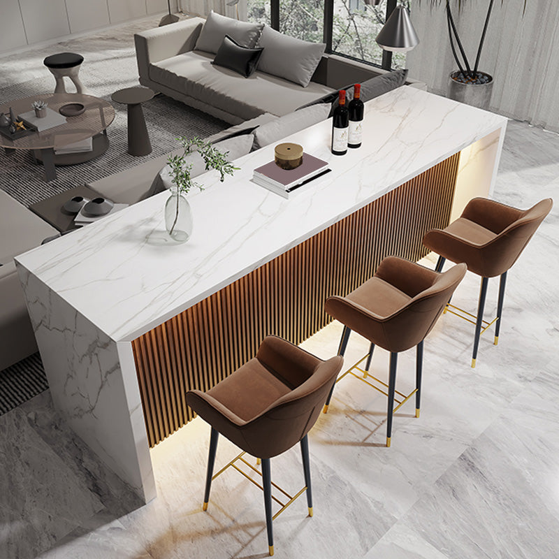 White Marble Rectangle Counter Table Glam Indoor Bar Dining Table