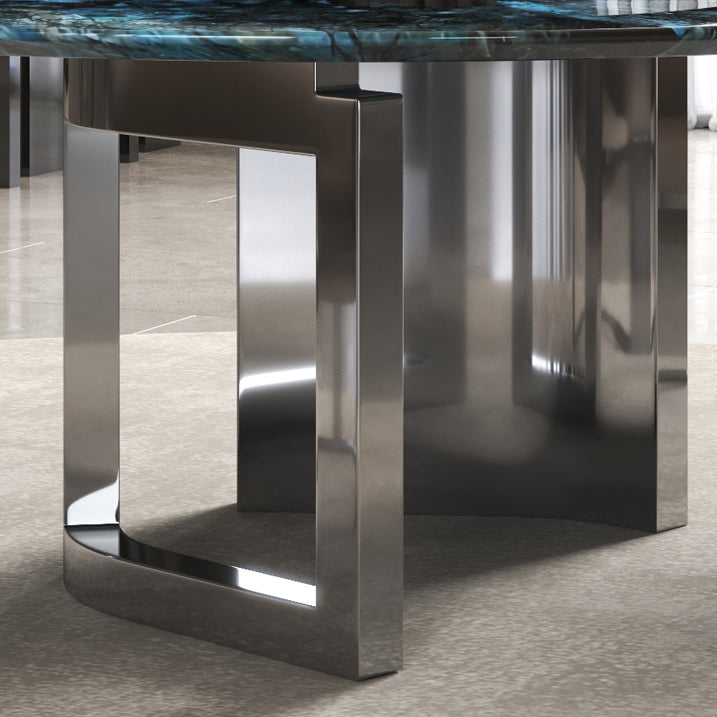 1/4/7 Pieces Stone Top Stainless Steel Base Dining Set for Home