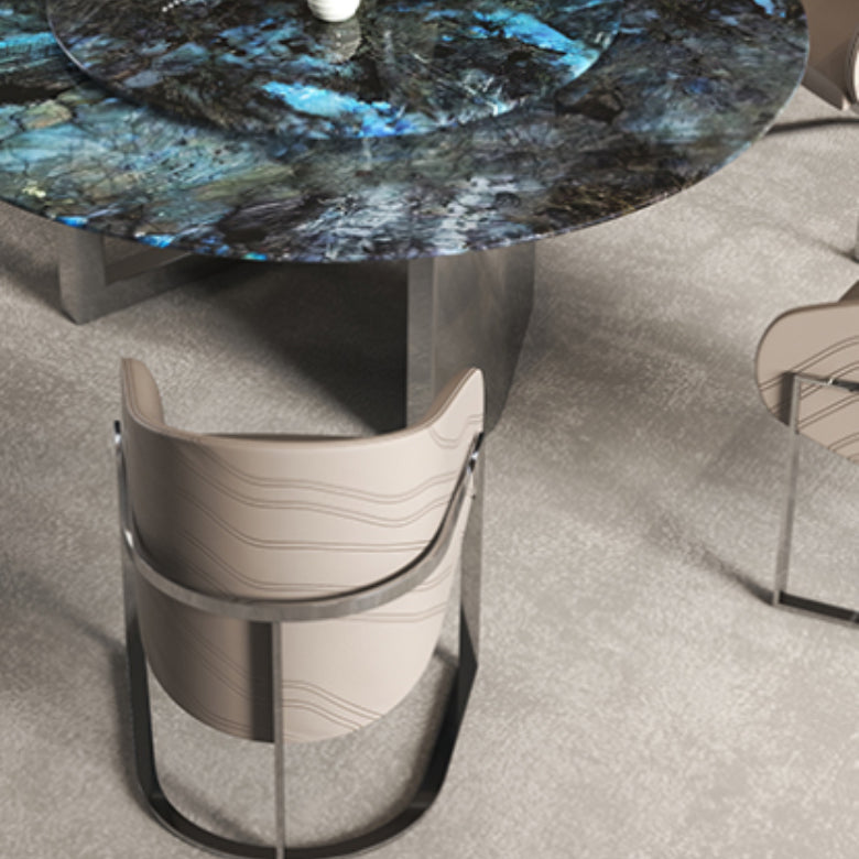 1/4/7 Pieces Stone Top Stainless Steel Base Dining Set for Home