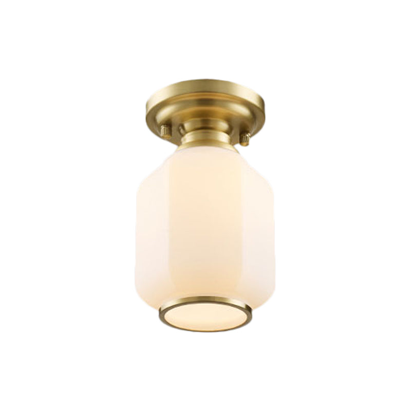 Lampe traditionnelle encastrée pour couloir 1 ampoule plafonnier encastré en verre blanc crème
