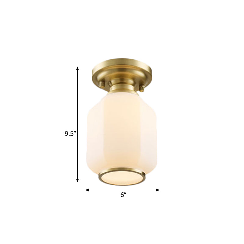 Lampe traditionnelle encastrée pour couloir 1 ampoule plafonnier encastré en verre blanc crème