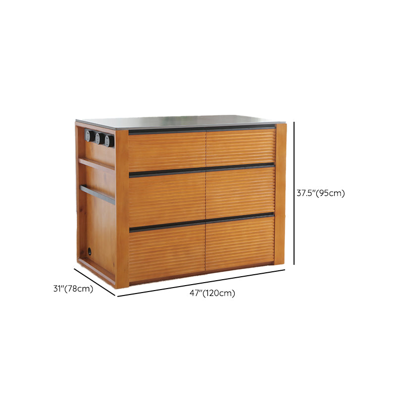 Rectangle Contemporary Kitchen Island Table with Pine Wood Base