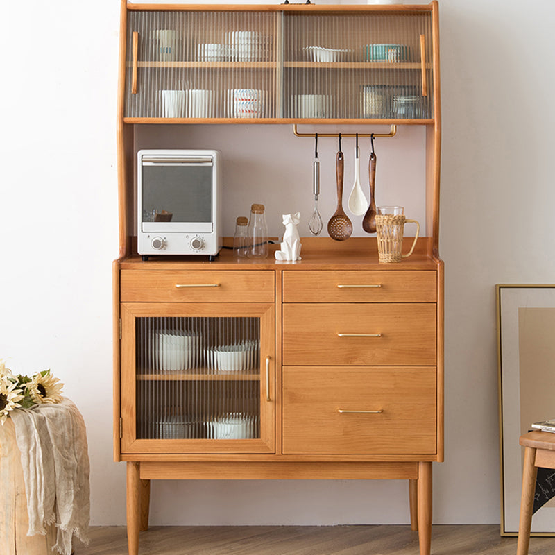 Contemporary Glass Doors Sideboard Cabinet with Storage for Home Use