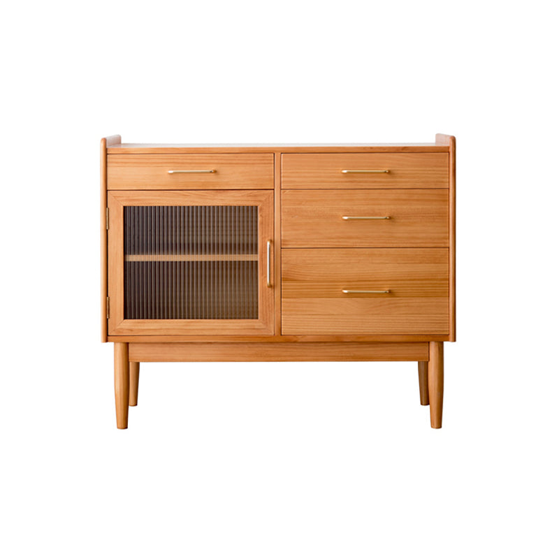 Modern Style Pine Wood Storage Sideboard Cabinet with Glass Door