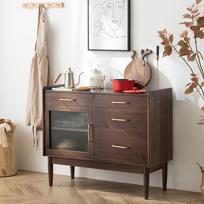 Modern Style Pine Wood Storage Sideboard Cabinet with Glass Door