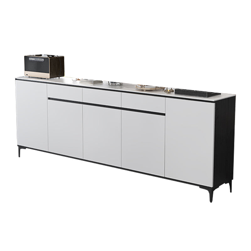 Modern Style Sintered Stone Top Storage Sideboard Cabinet in White