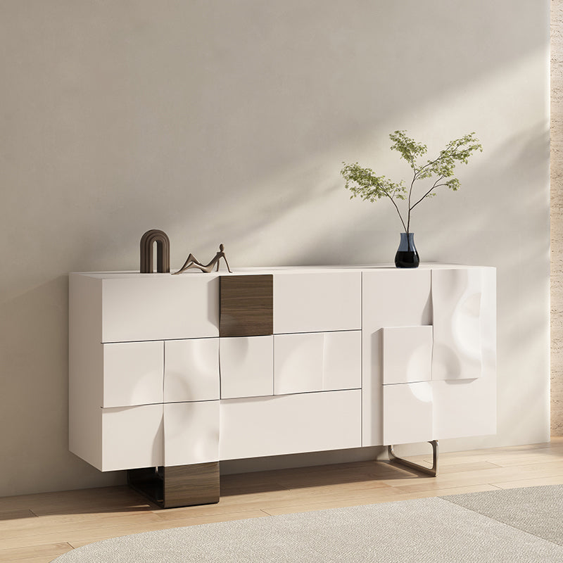 Nordic Style Solid Wood Storage Drawers Sideboard Cabinet in White