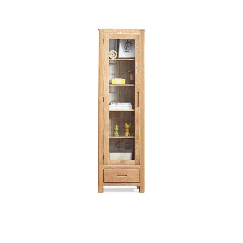 Solid Wood Display Cabinet Modern Style Glass Door with Adjustable Shelf