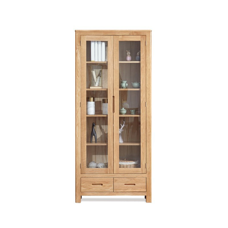 Solid Wood Display Cabinet Modern Style Glass Door with Adjustable Shelf