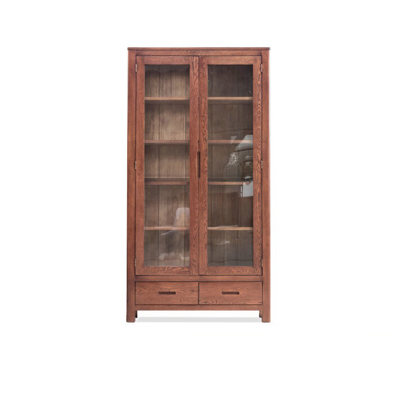 Solid Wood Display Cabinet Modern Style Glass Door with Adjustable Shelf