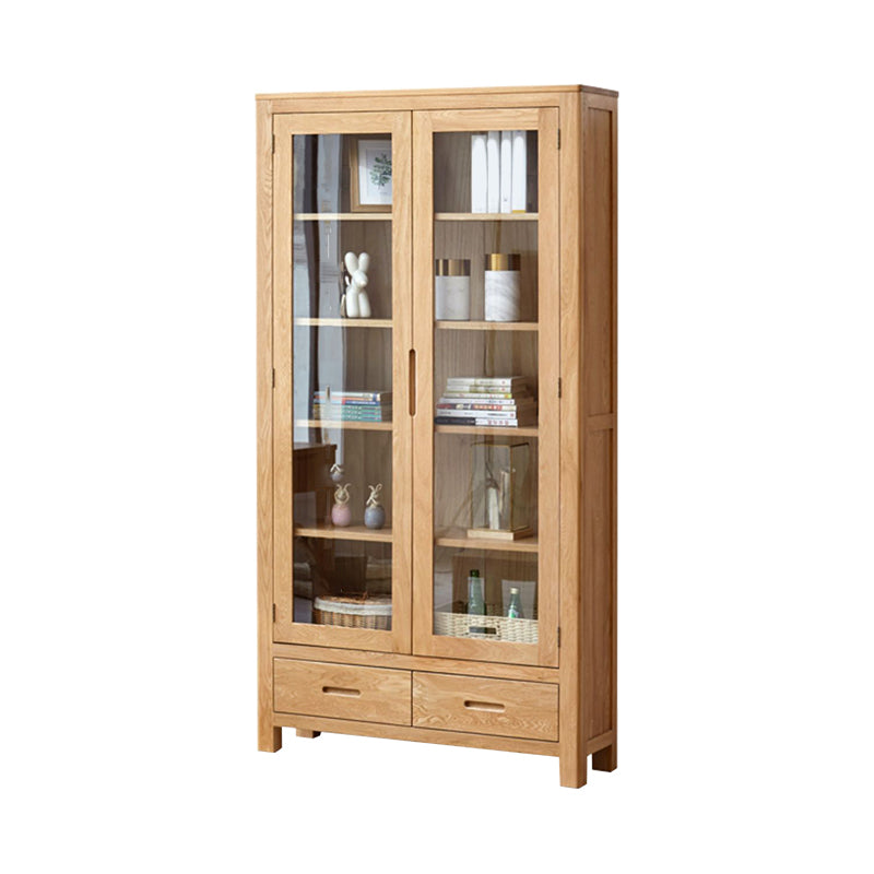 Solid Wood Display Cabinet Modern Style Glass Door with Adjustable Shelf