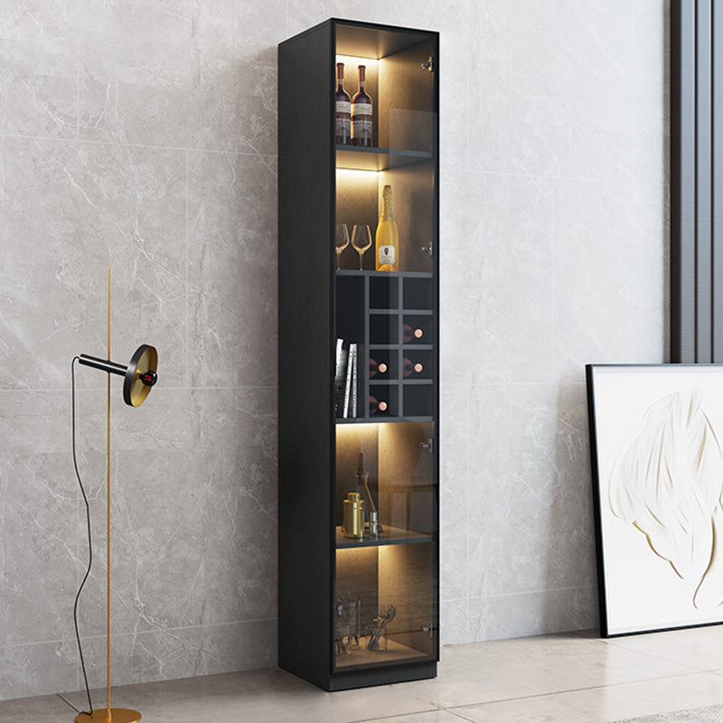 Modern Style Manufactured Wood Floor Bottle Holder with Glass Door